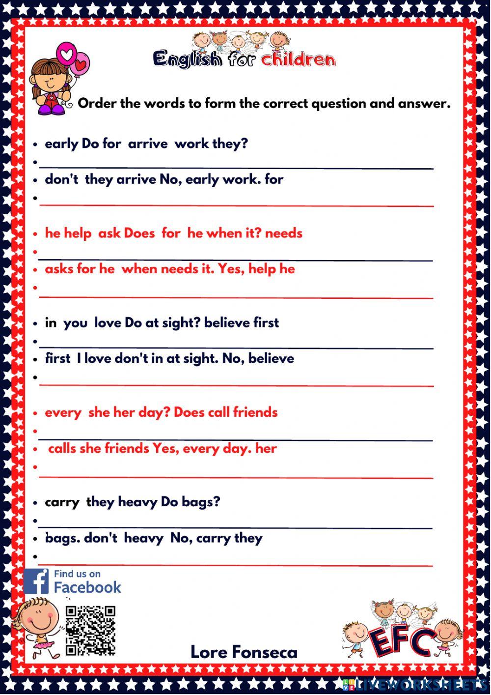 Do does simple present by efc lore fonseca worksheet | Live Worksheets