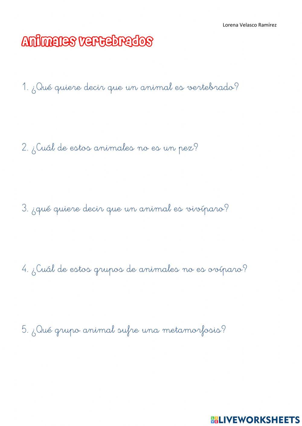 Animales vertebrados