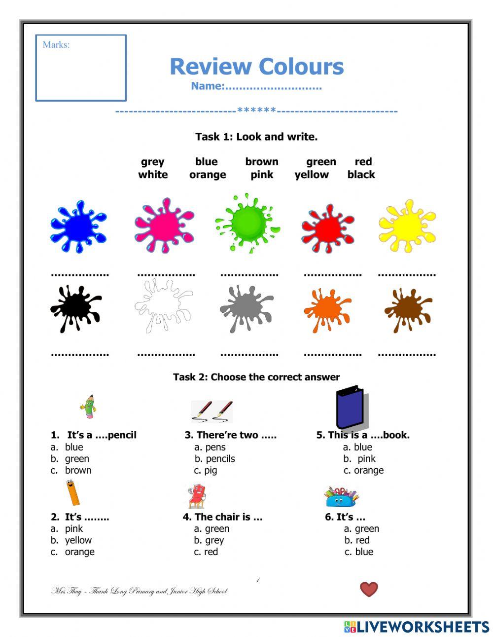 Review - colours - màu sắc