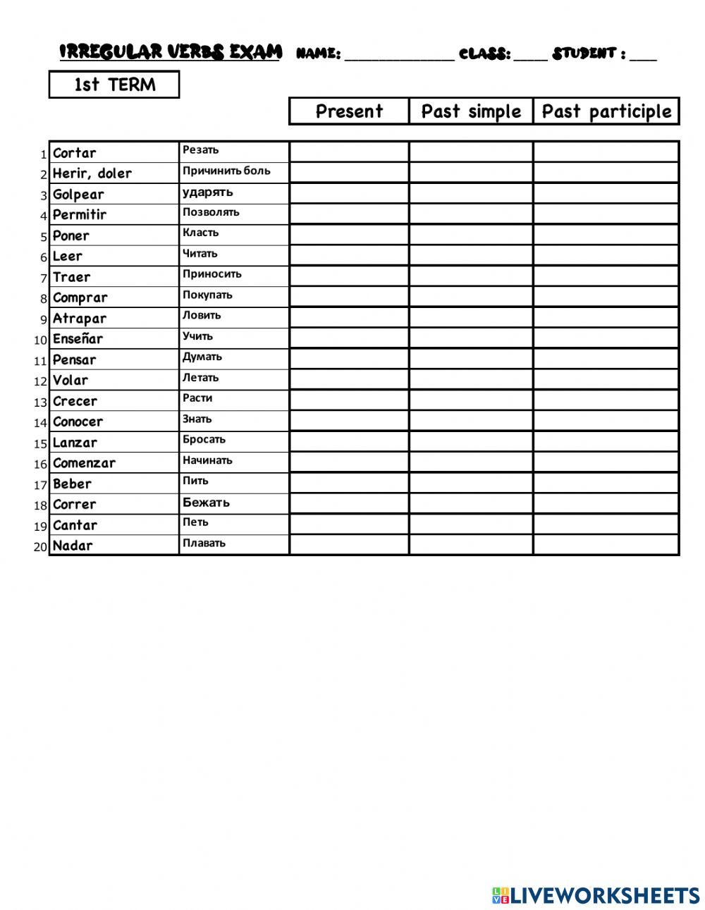 Irregular verbs