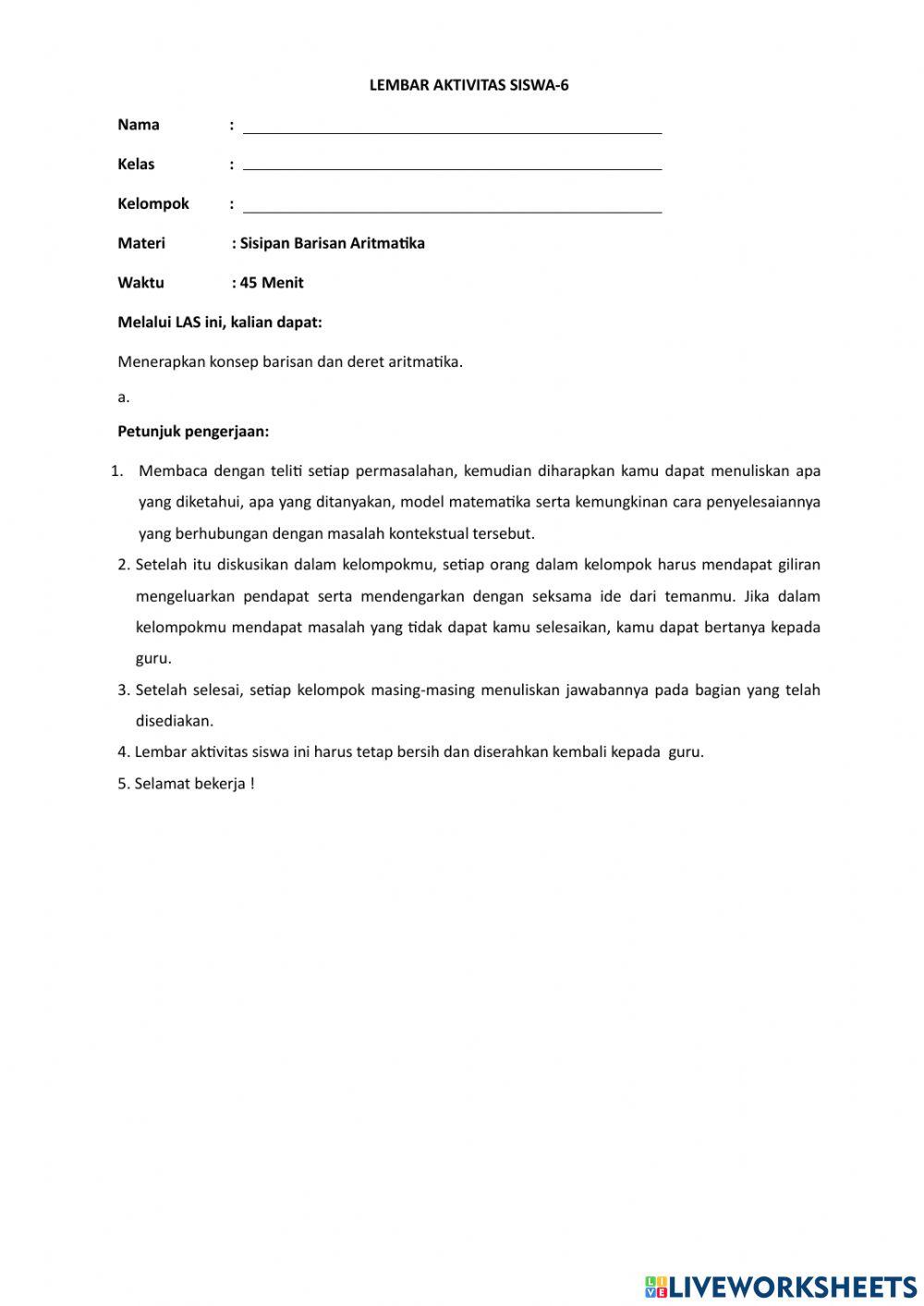 LKS 6 Barisan dan Deret