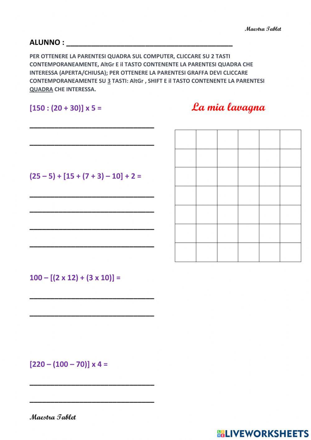 Espressioni con le parentesi