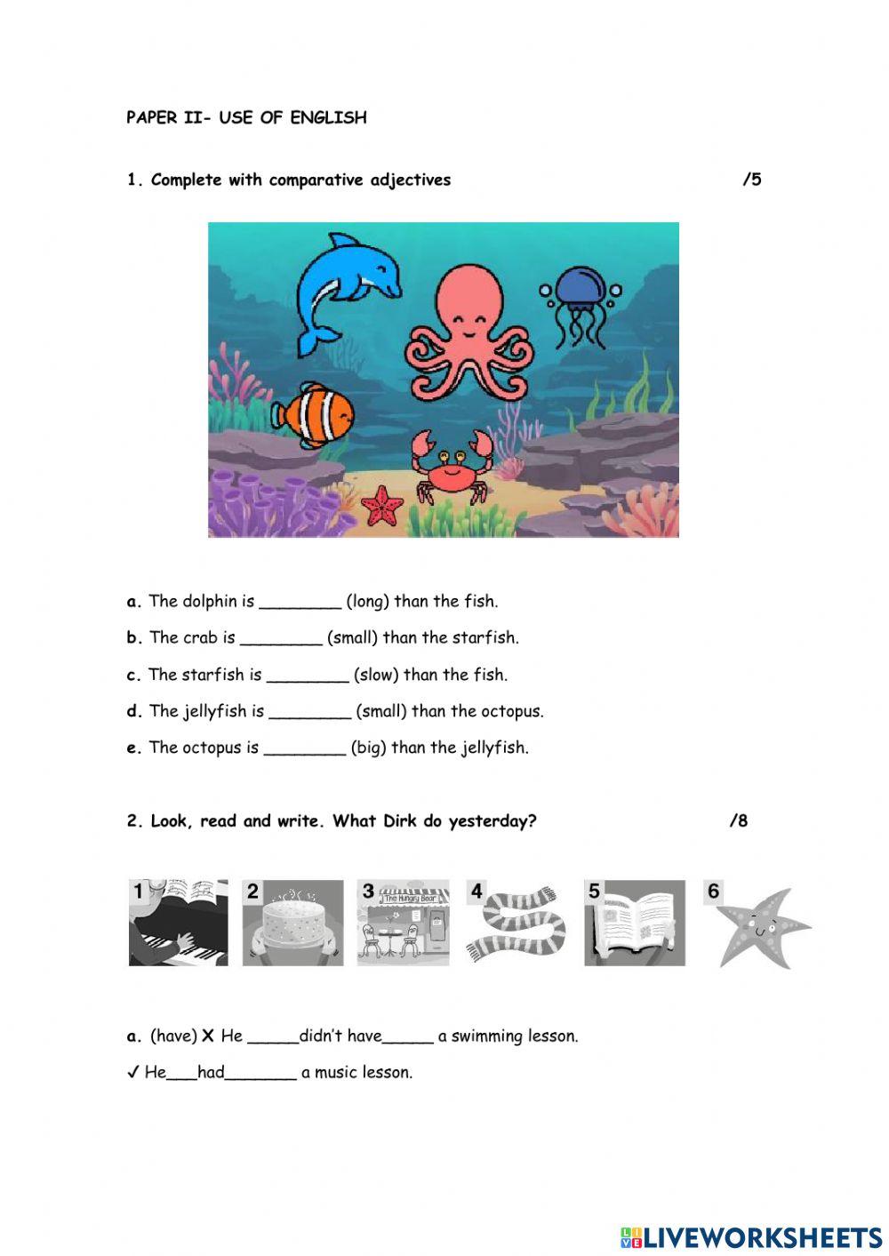 Fourth grade. Mid - term exam. Units 6 to 8