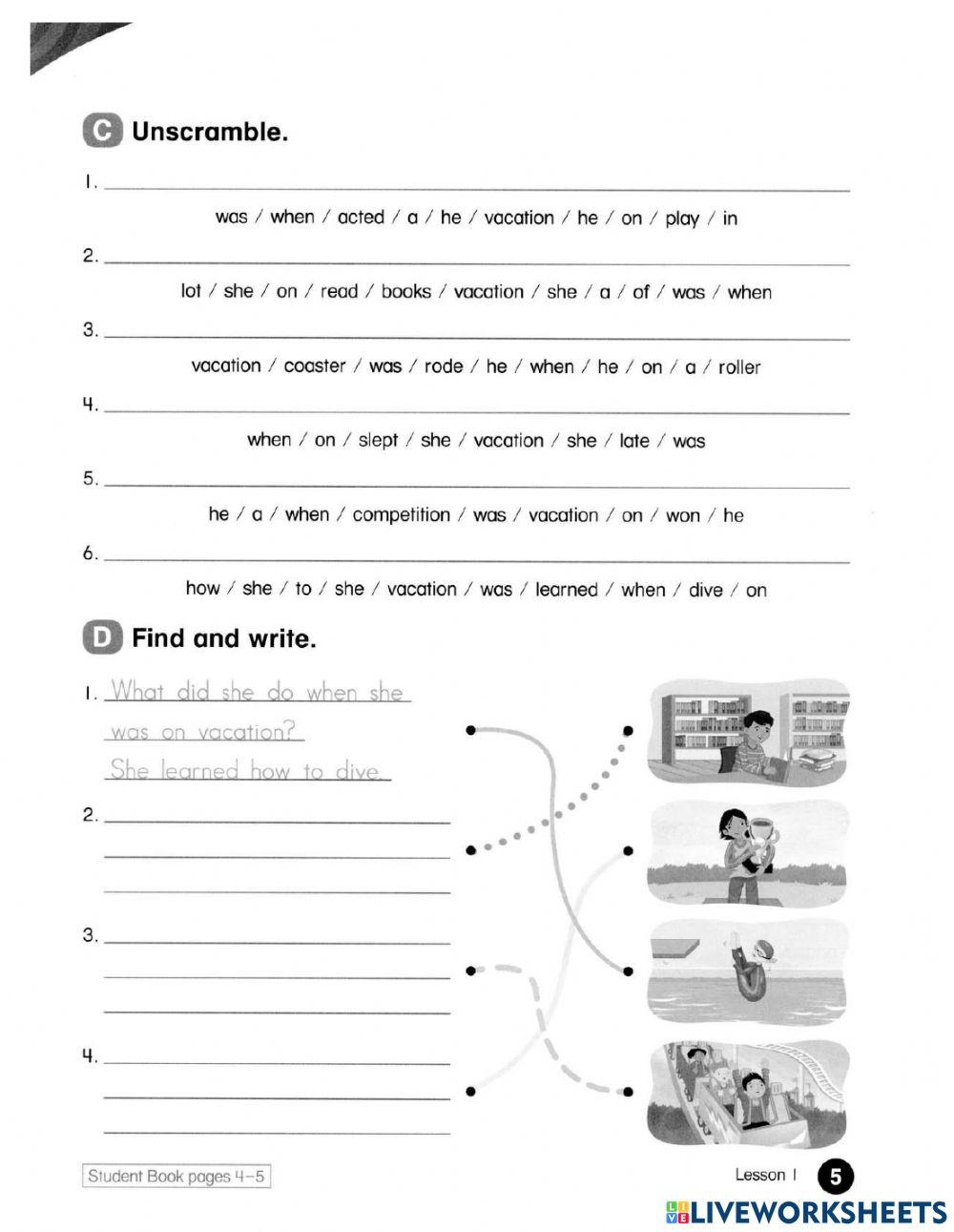Eu 5 unit 1 lesson 1 activies