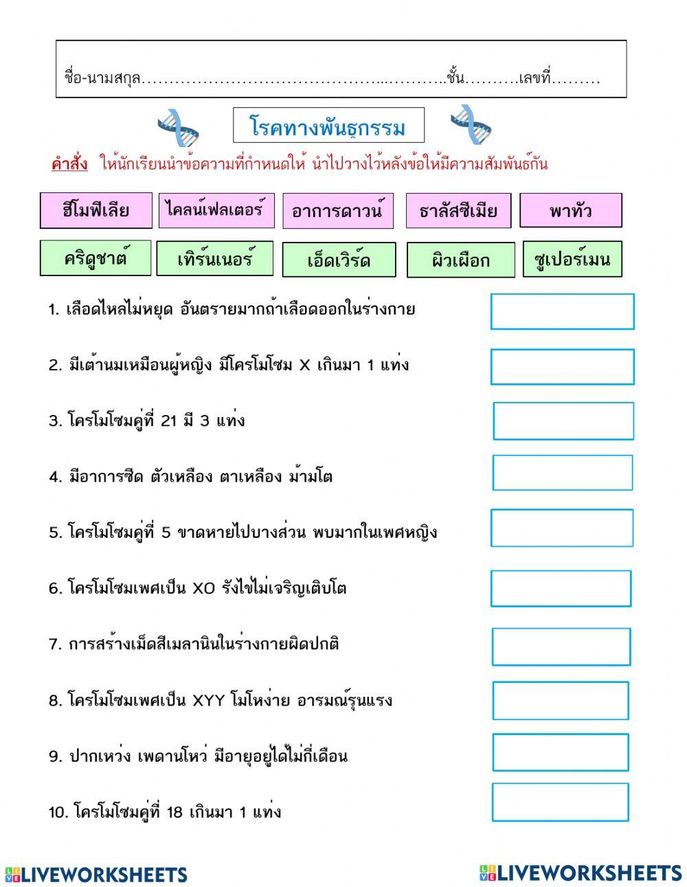 สุขศึกษา พันธุกรรม