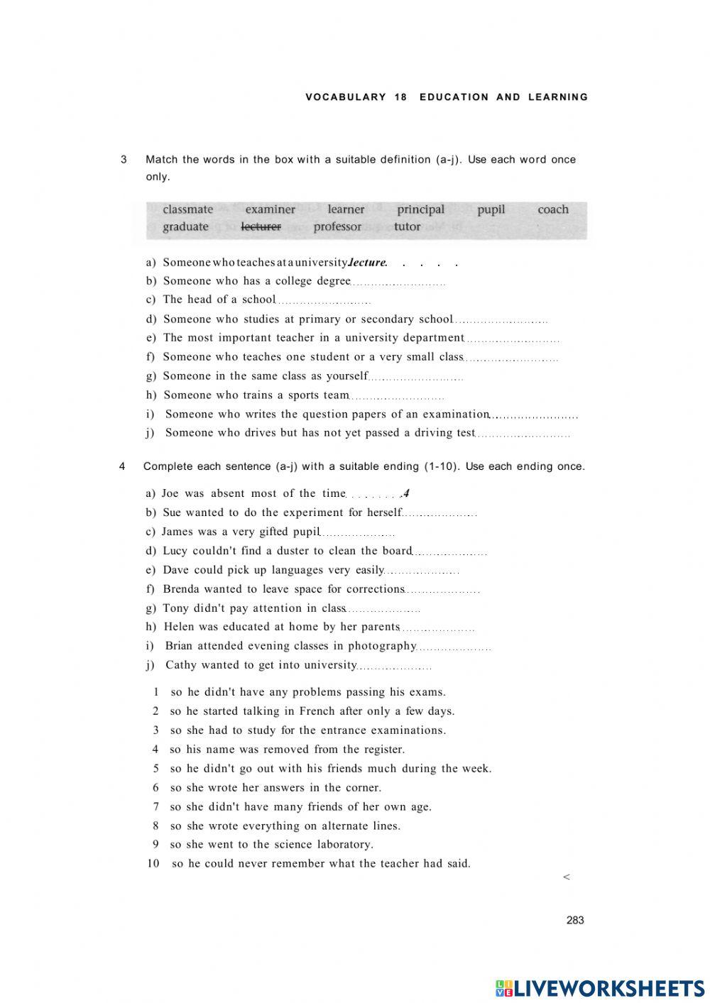 Education and learning