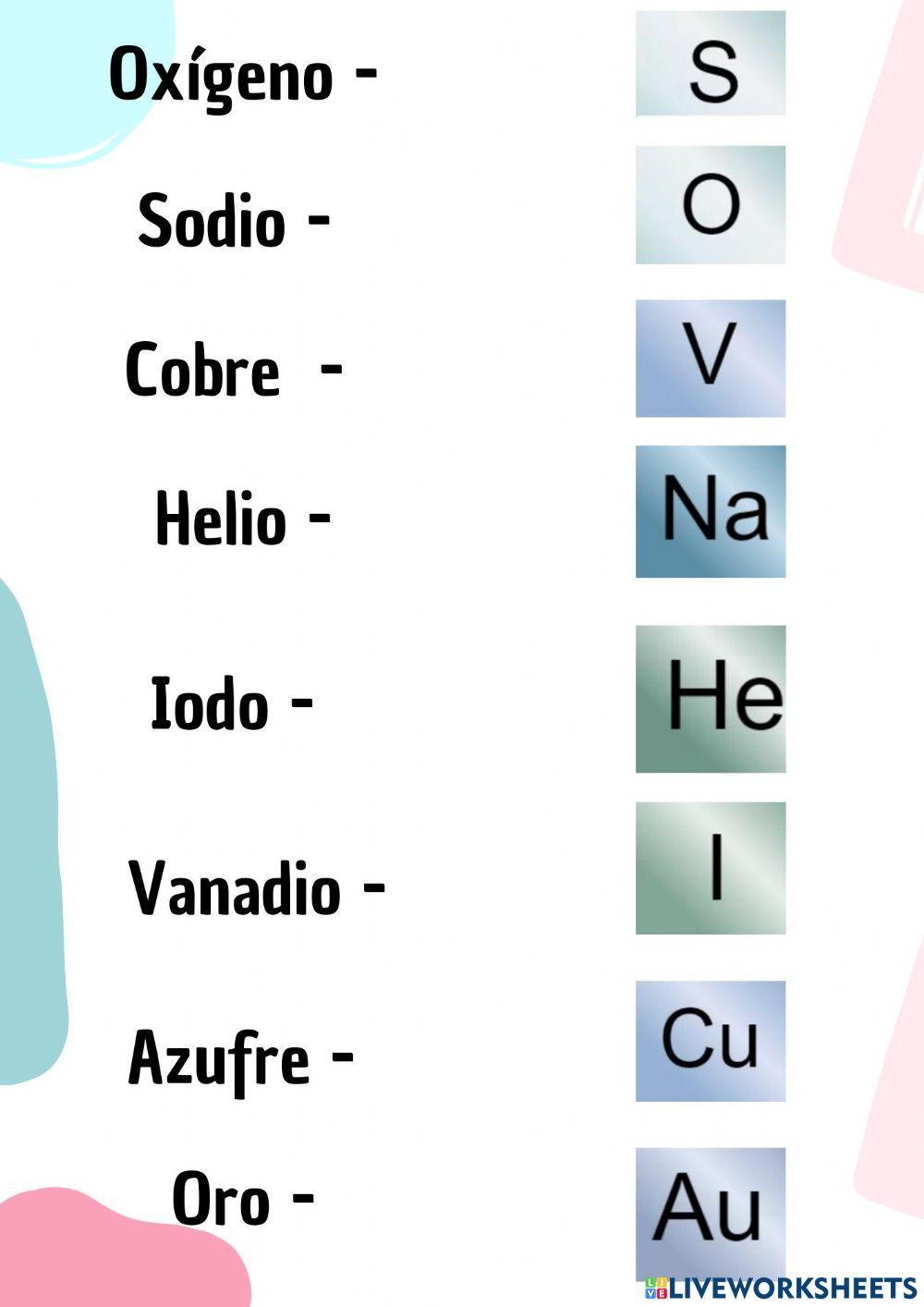 Conectar cada elemento con el símbolo correspondiente