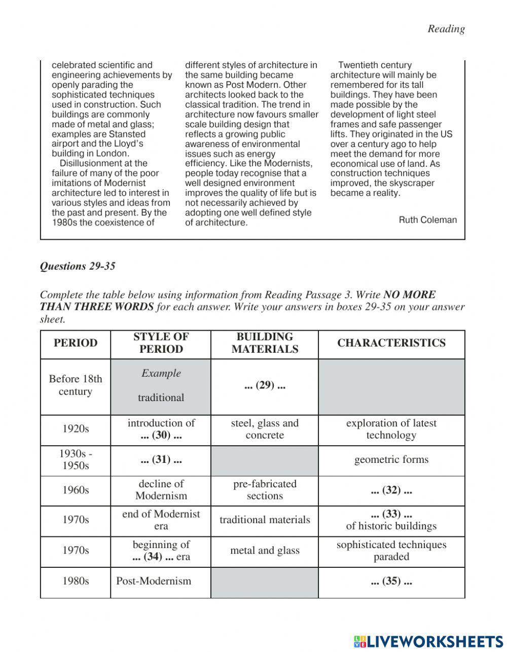 Ielts Rading Exercise 1