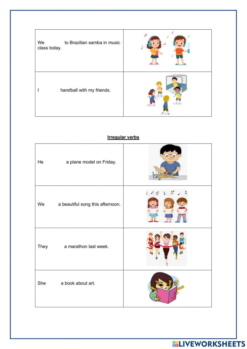 Affirmative Past simple- regular and irregular verbs