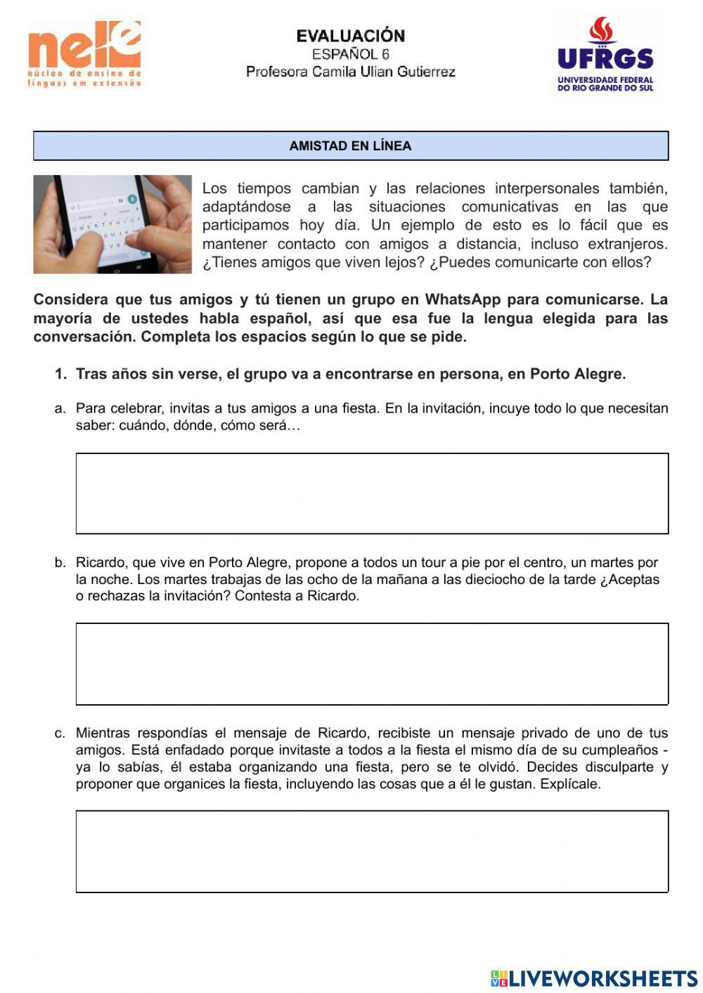 Evaluación Español 6
