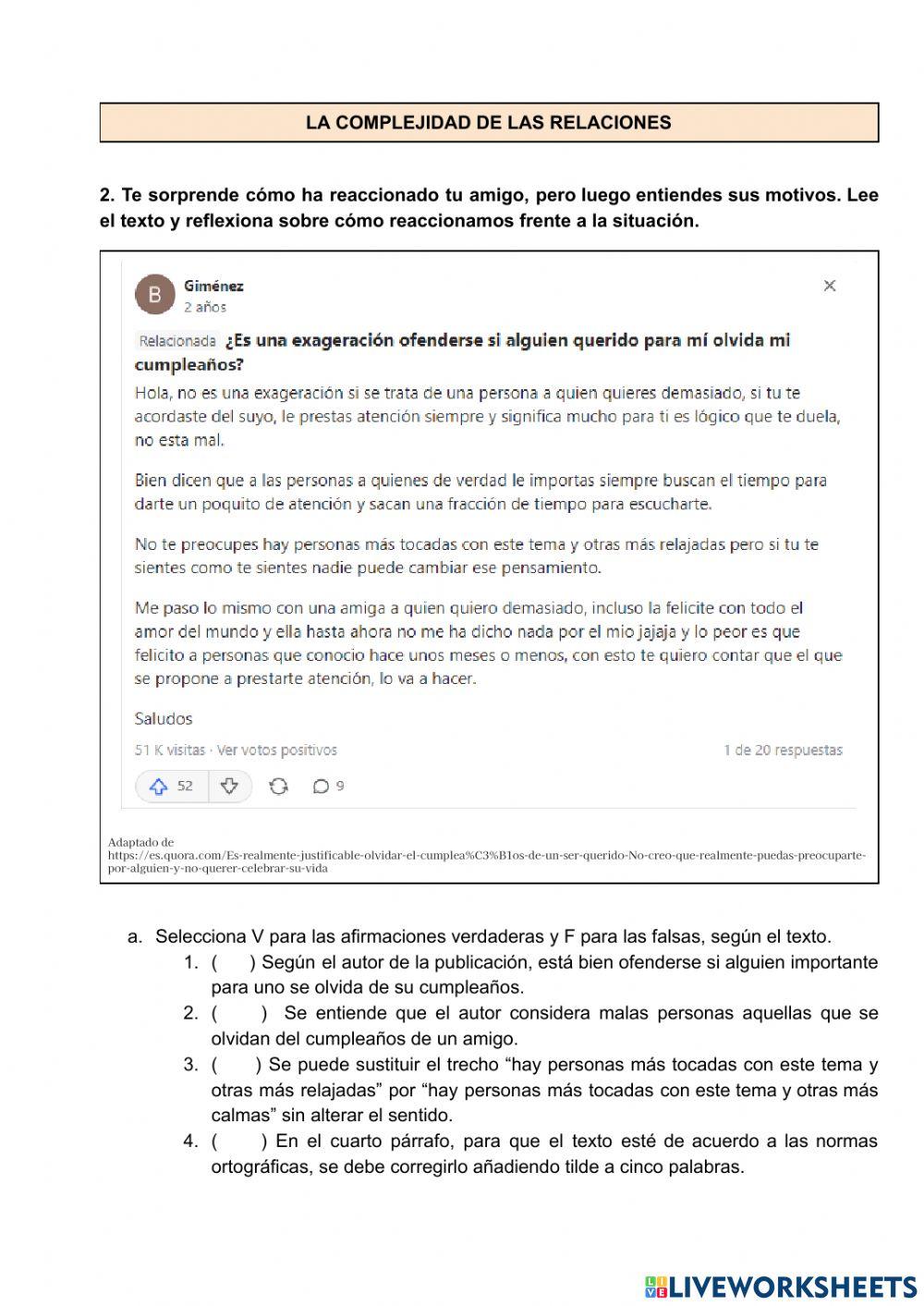 Evaluación Español 6