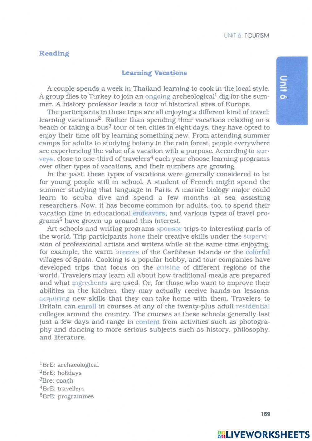 Barron's IELTS - Unit 6.3 - Tourism