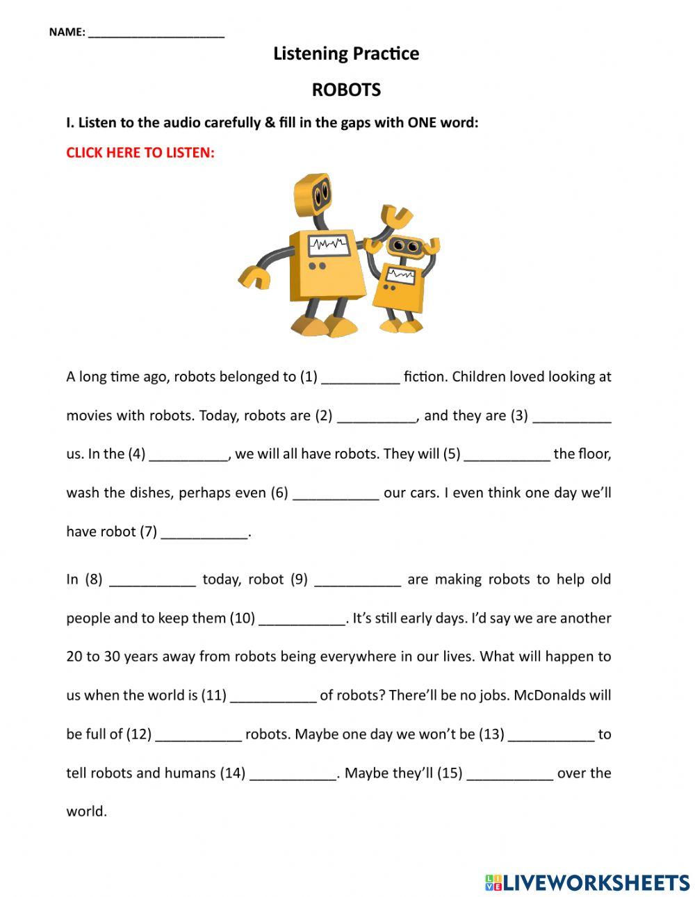 LISTENING PRACTICE - ROBOTS