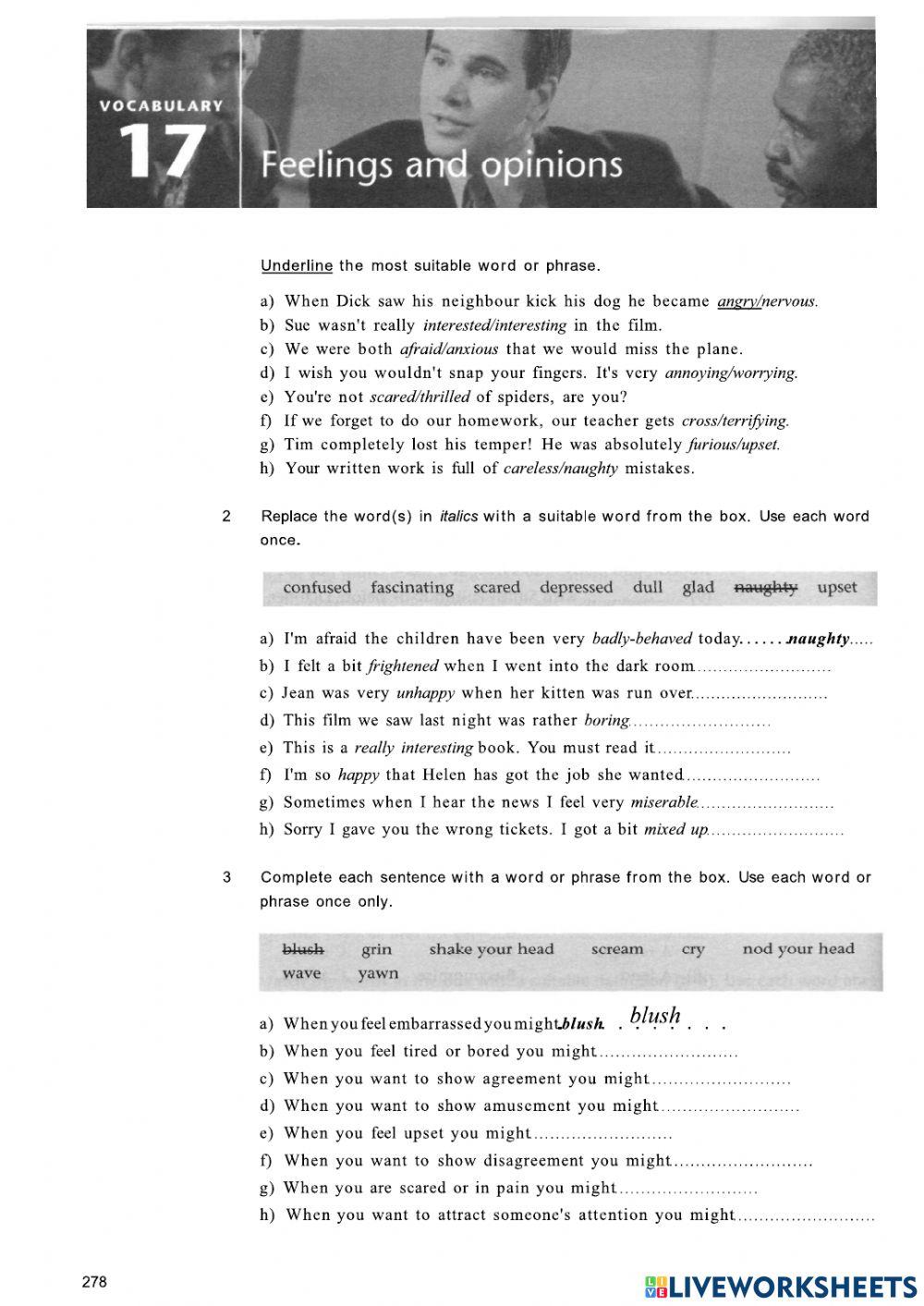 Feelings and Opinions B1