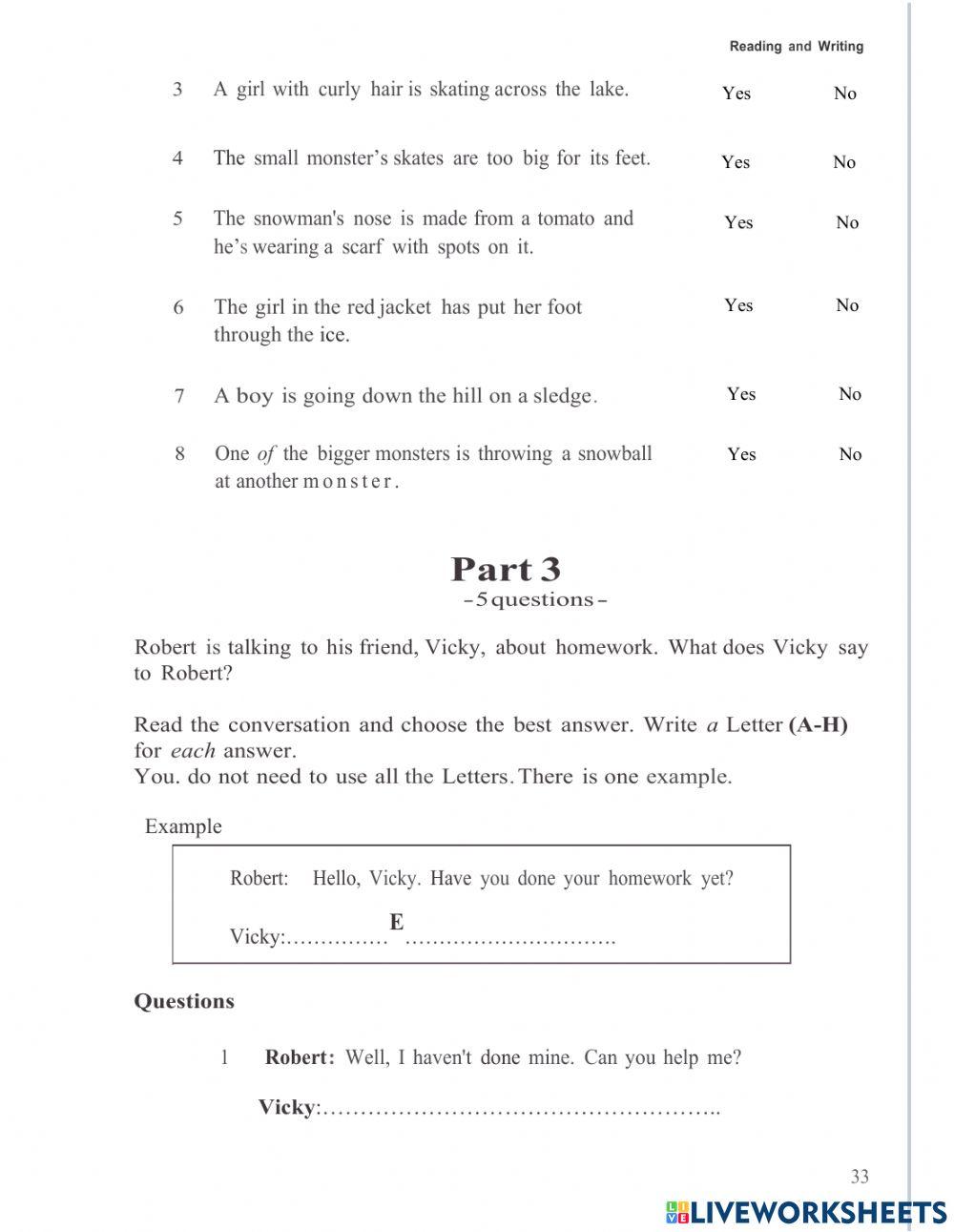Placement test-flyers reading and writing