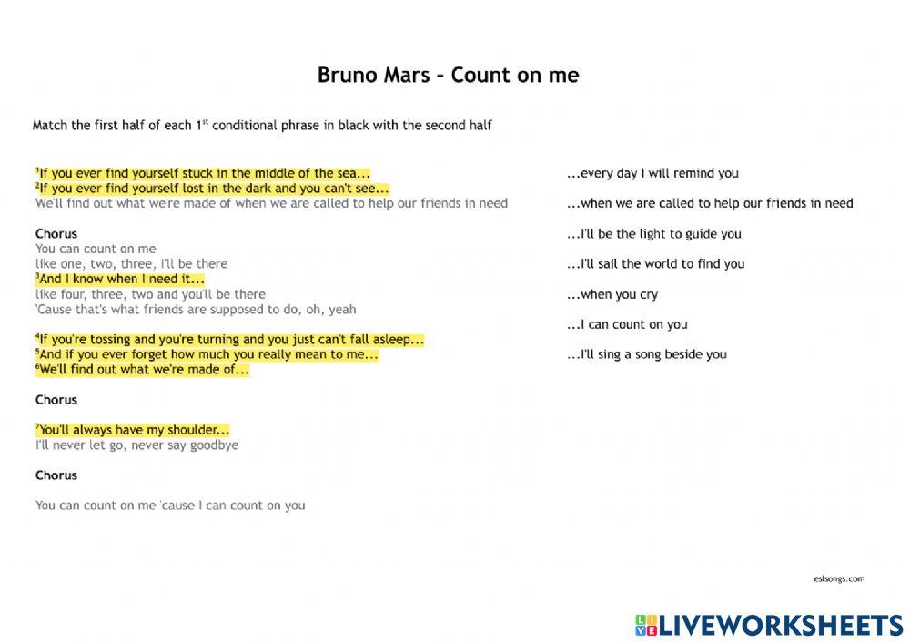 First conditional (Bruno Mars)
