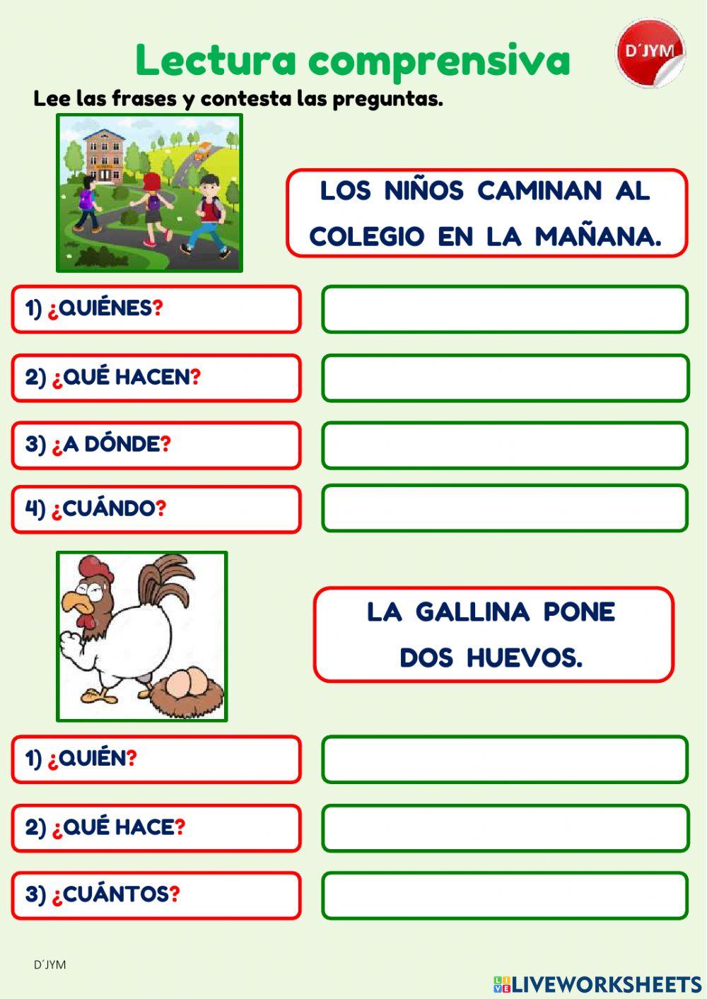 Lectura comprensiva de frases