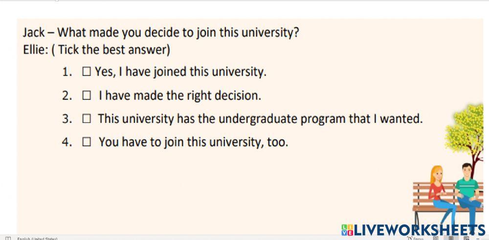 Listening and Reading Comprehension about University interview Quiestion by Teacher KASIM