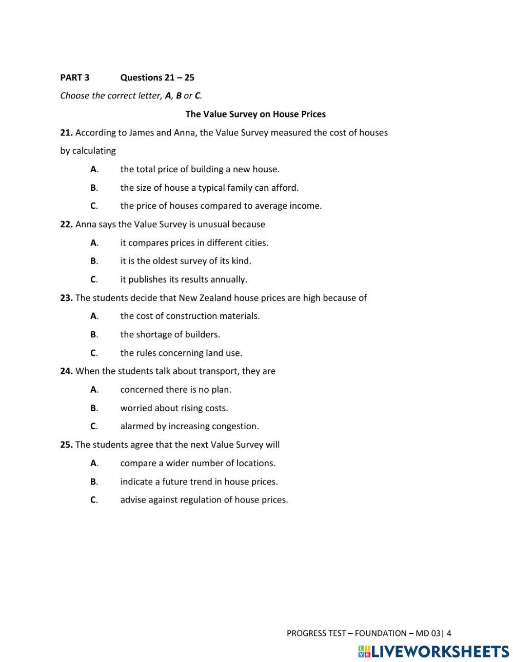 Midterm test (listening - foundation)