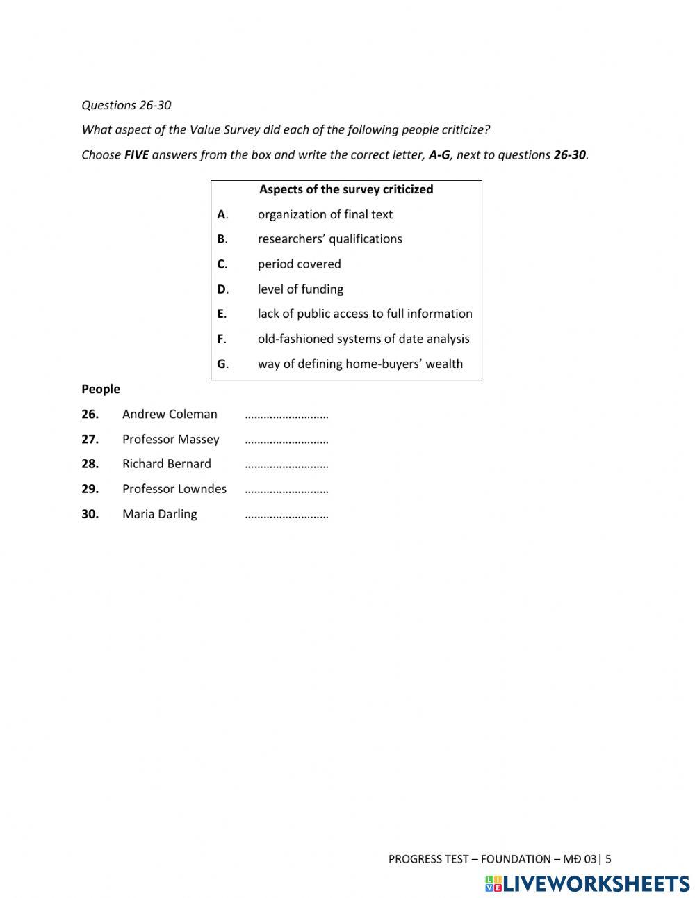 Midterm test (listening - foundation)