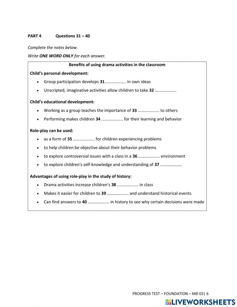 Midterm test (listening - foundation)