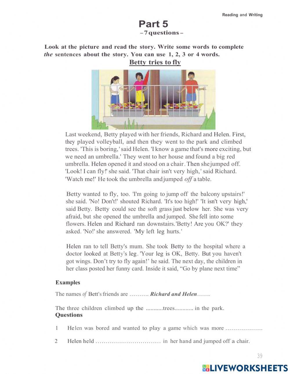 Entrance exam-flyers-reading and writing