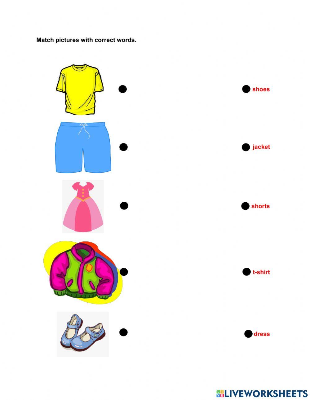 Clothes online exercise for Grade 1 | Live Worksheets