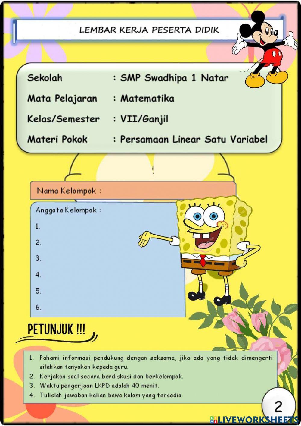 Persamaan Linear Satu Variabel (PLSV)