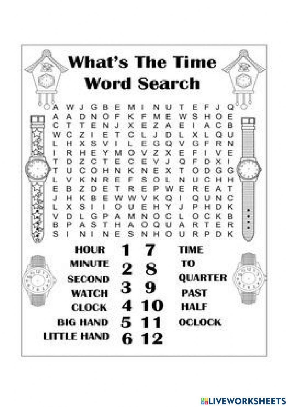 Wordsearch online exercise for 7 | Live Worksheets