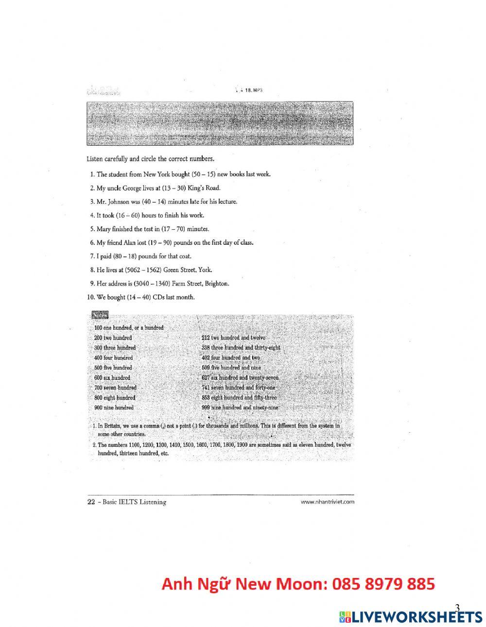 Basic ielts Listening -Unit 2-Part 1-Cardinals
