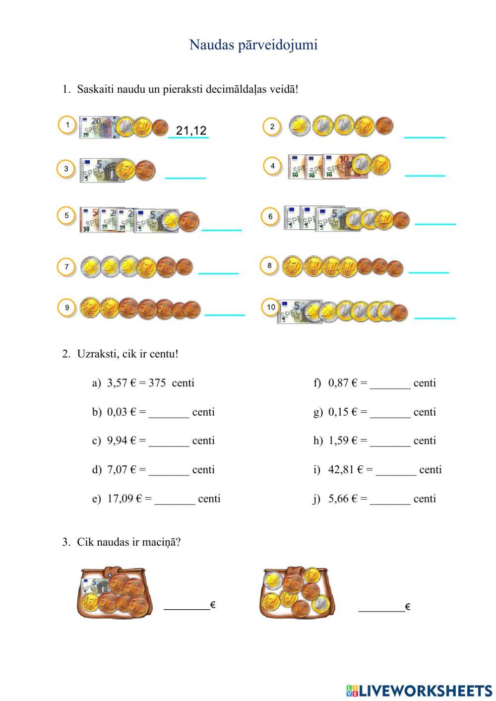 Naudas pārveidojumi