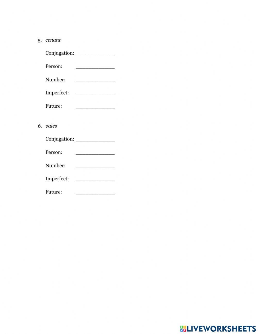Worksheet - Changing Tenses in the Present Stem