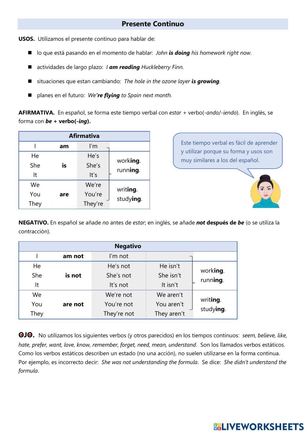 Present Continuous Overview w- exercises