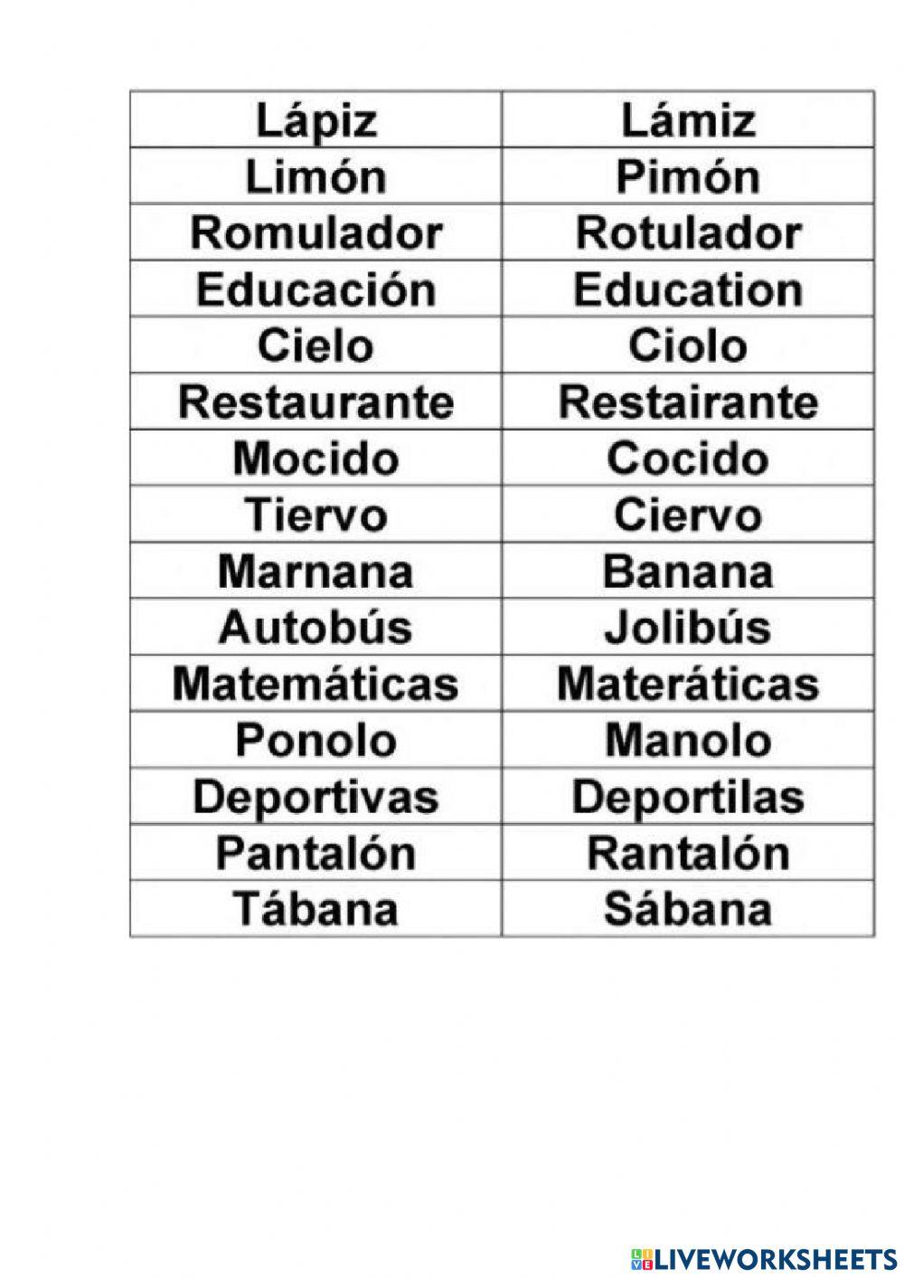 Las palabras inventadas