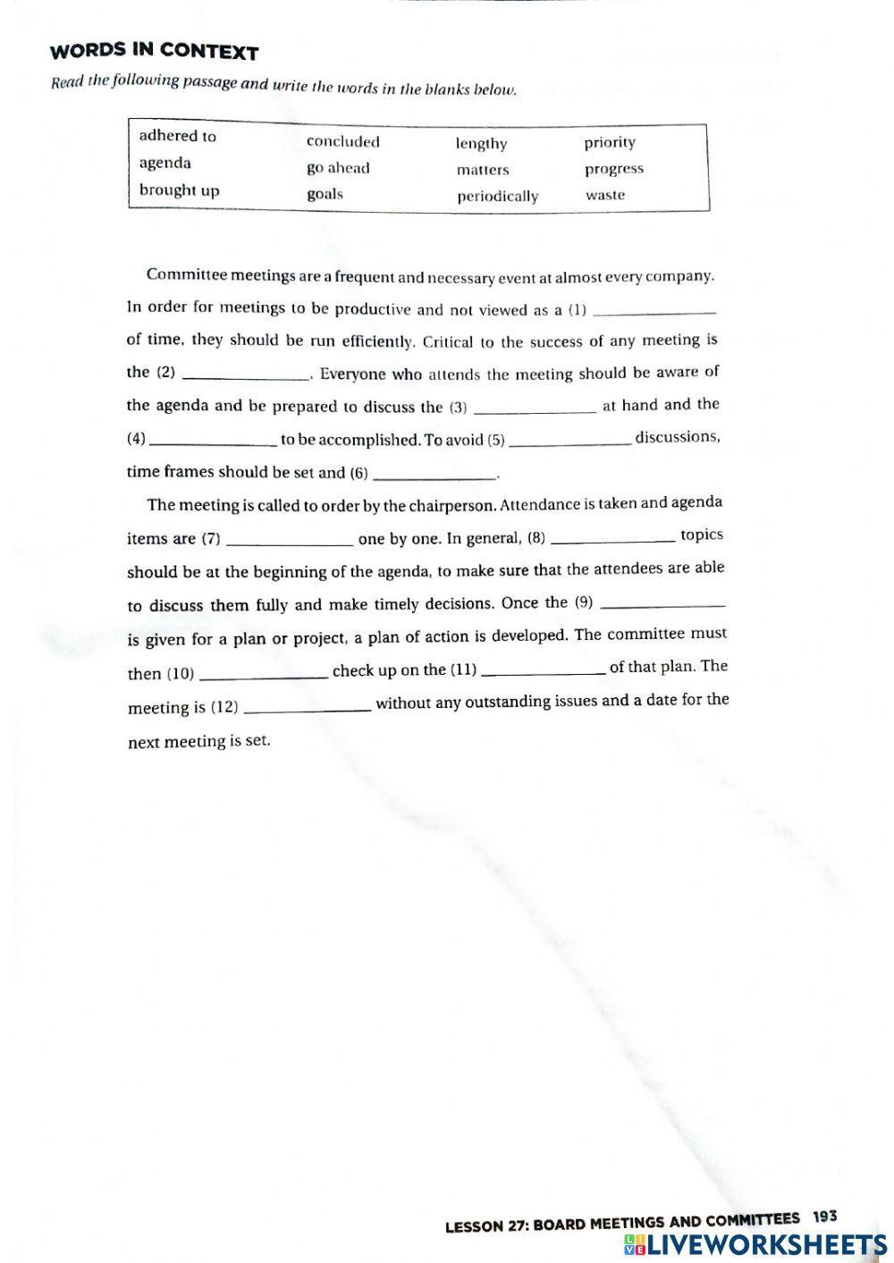 Lesson 27: Board Meetings and Comittees