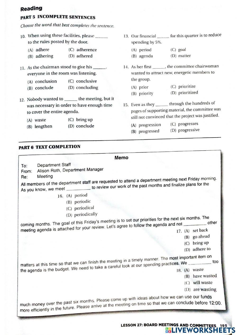 Lesson 27: Board Meetings and Comittees