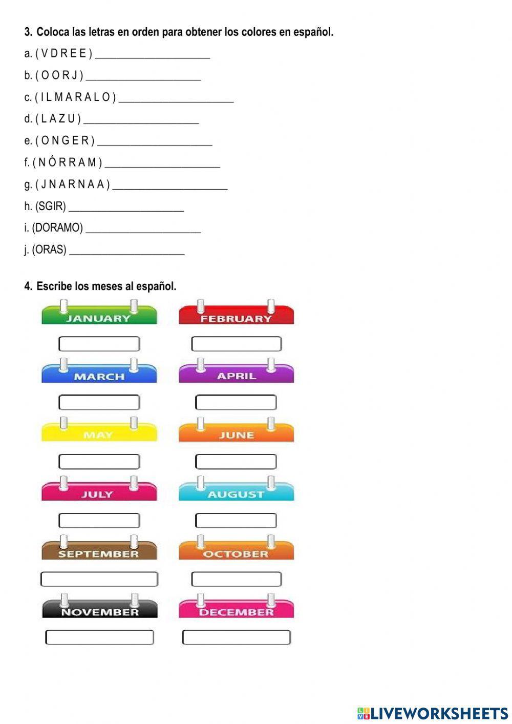 El cuerpo- Meses - Gustar - Colores.