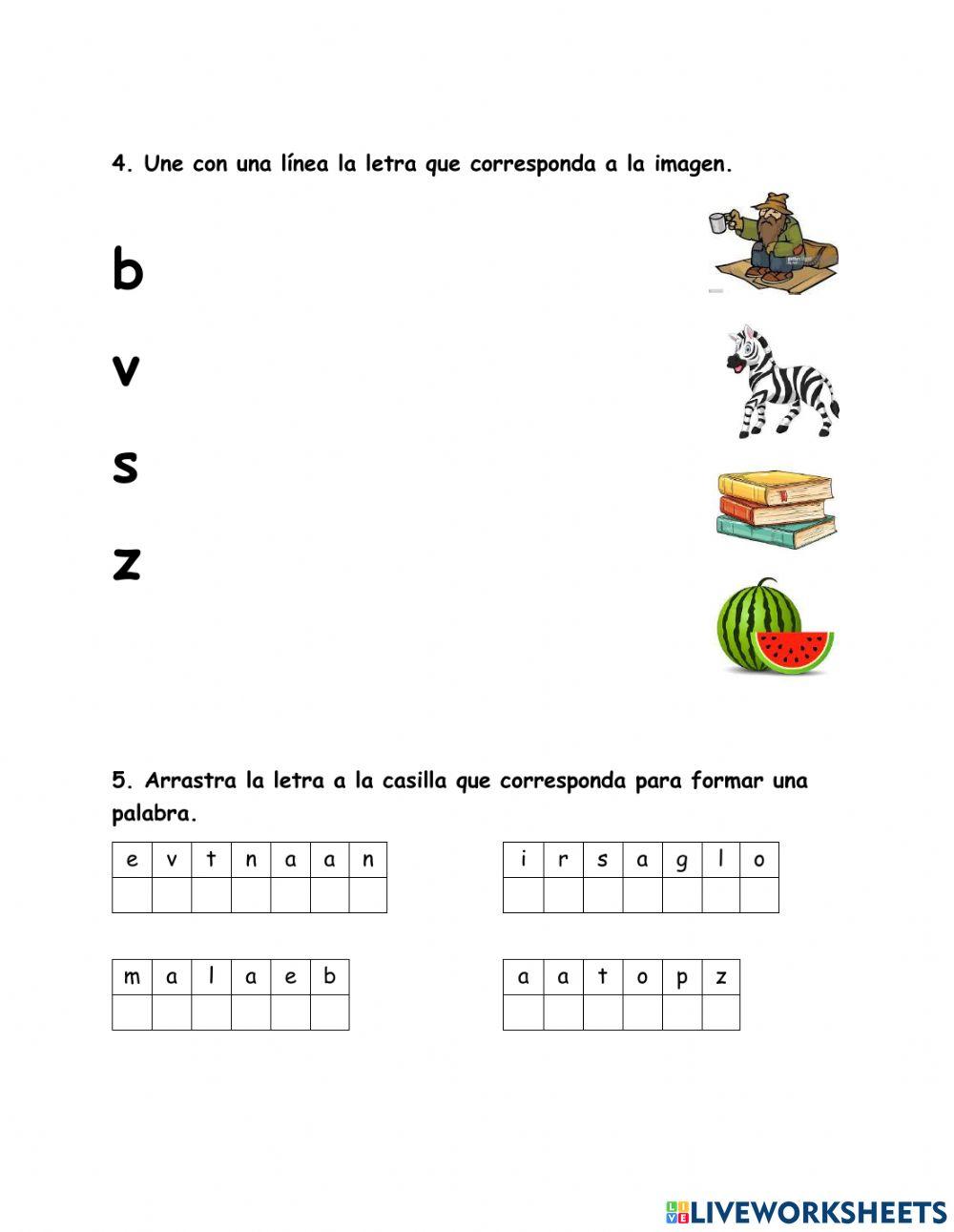 Uso de la v, b, s, z