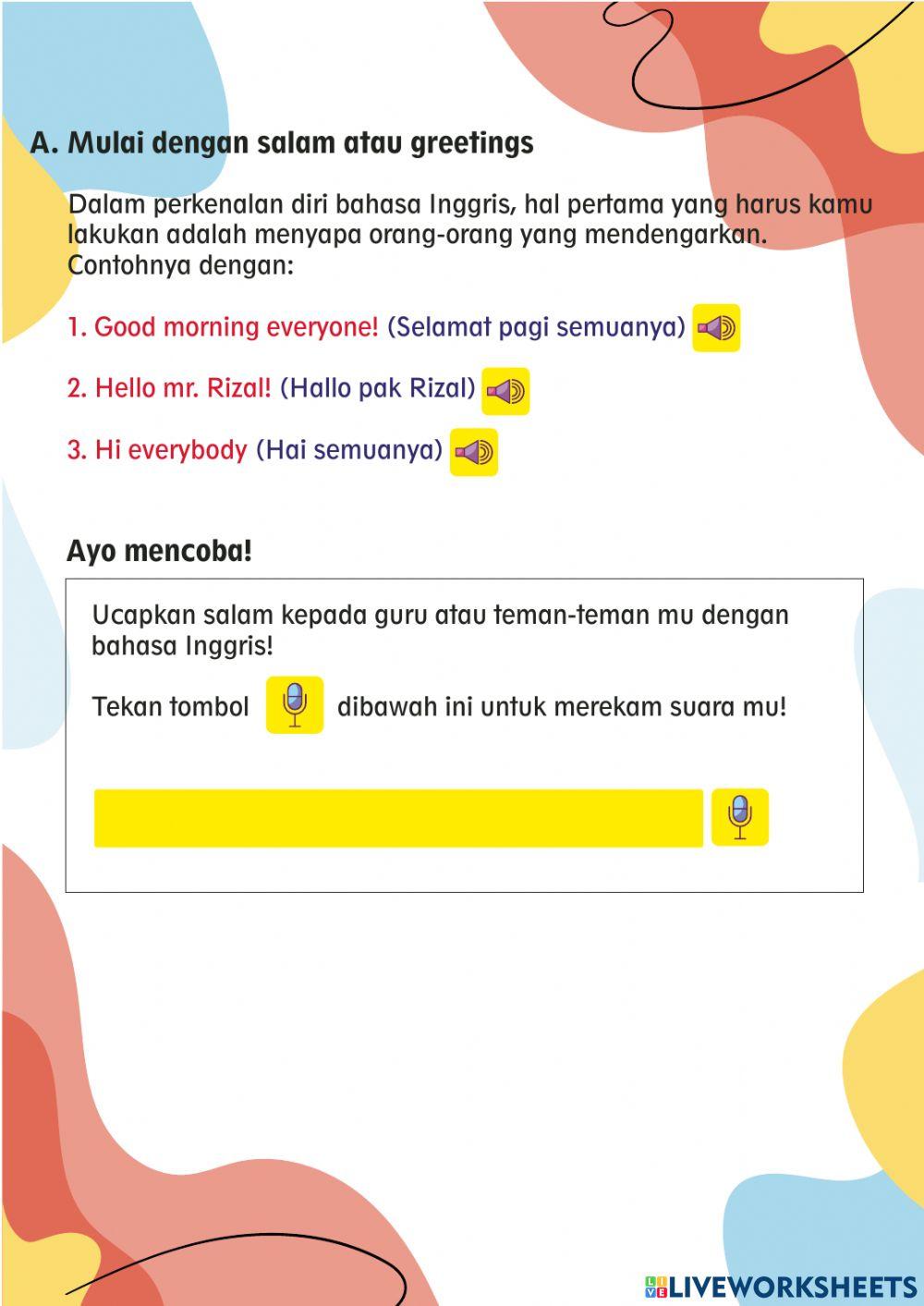 Introducing yourself