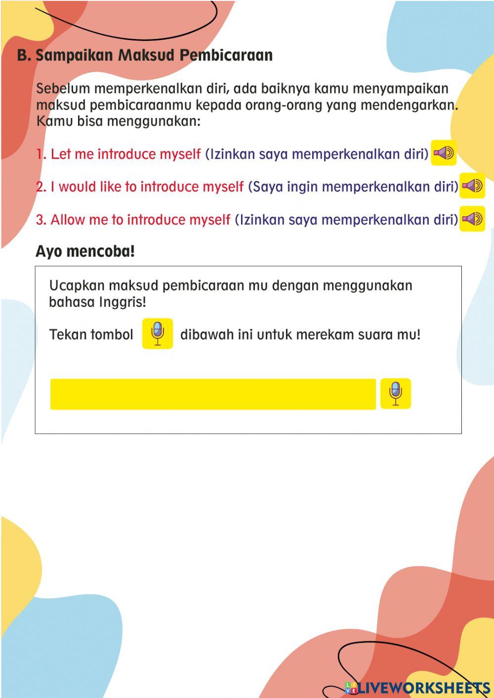 Introducing yourself