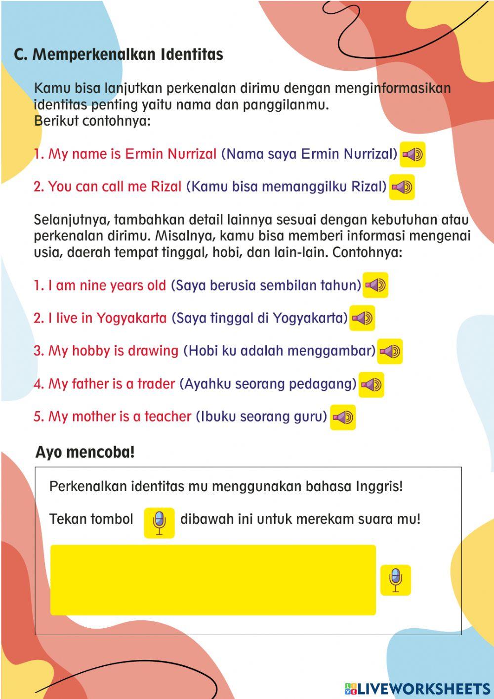 Introducing yourself