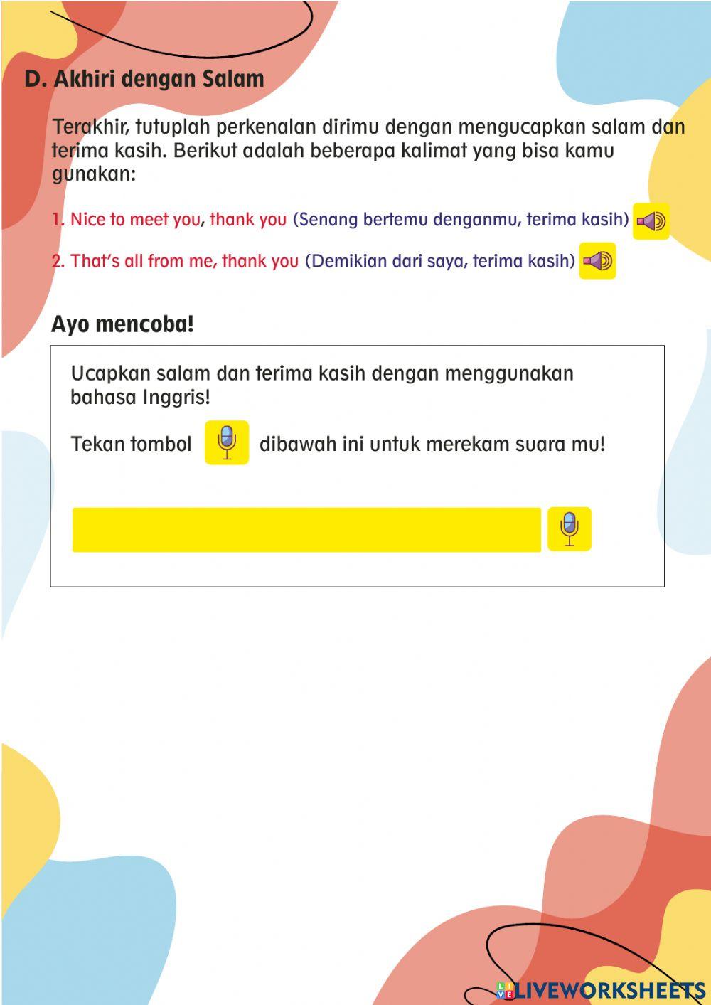 Introducing yourself