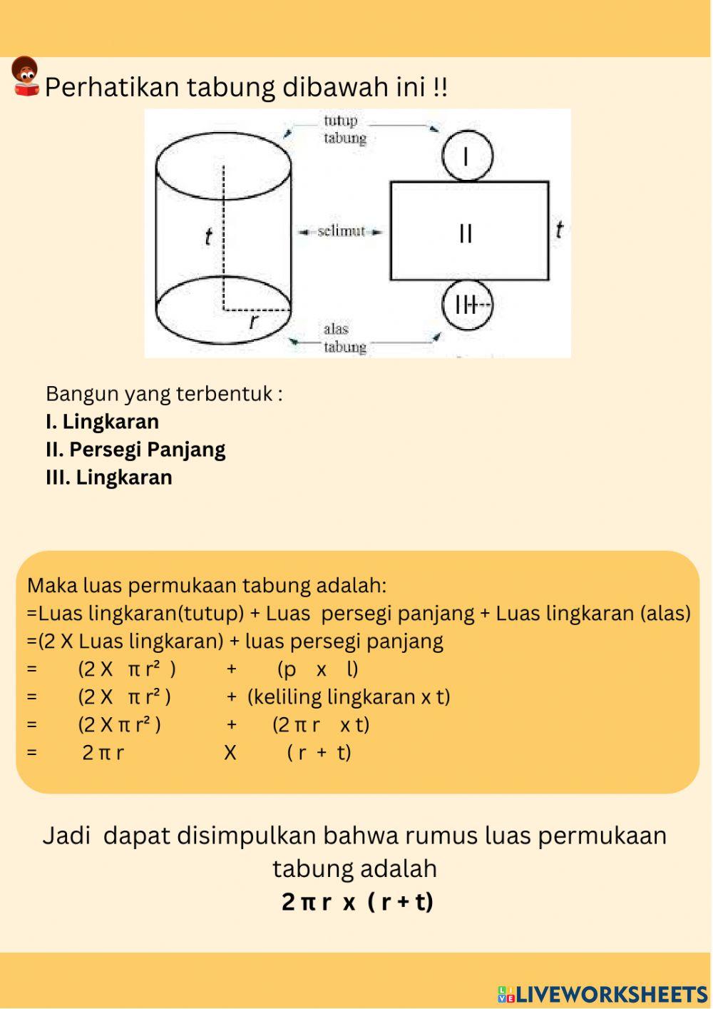 Media interaktif luas permukaan tabung