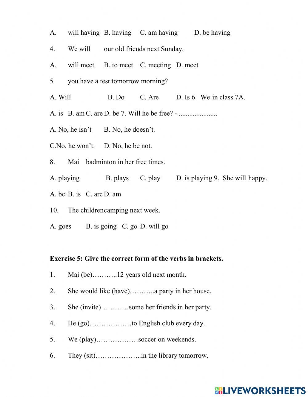 Present and will Unit 1 Hobbies
