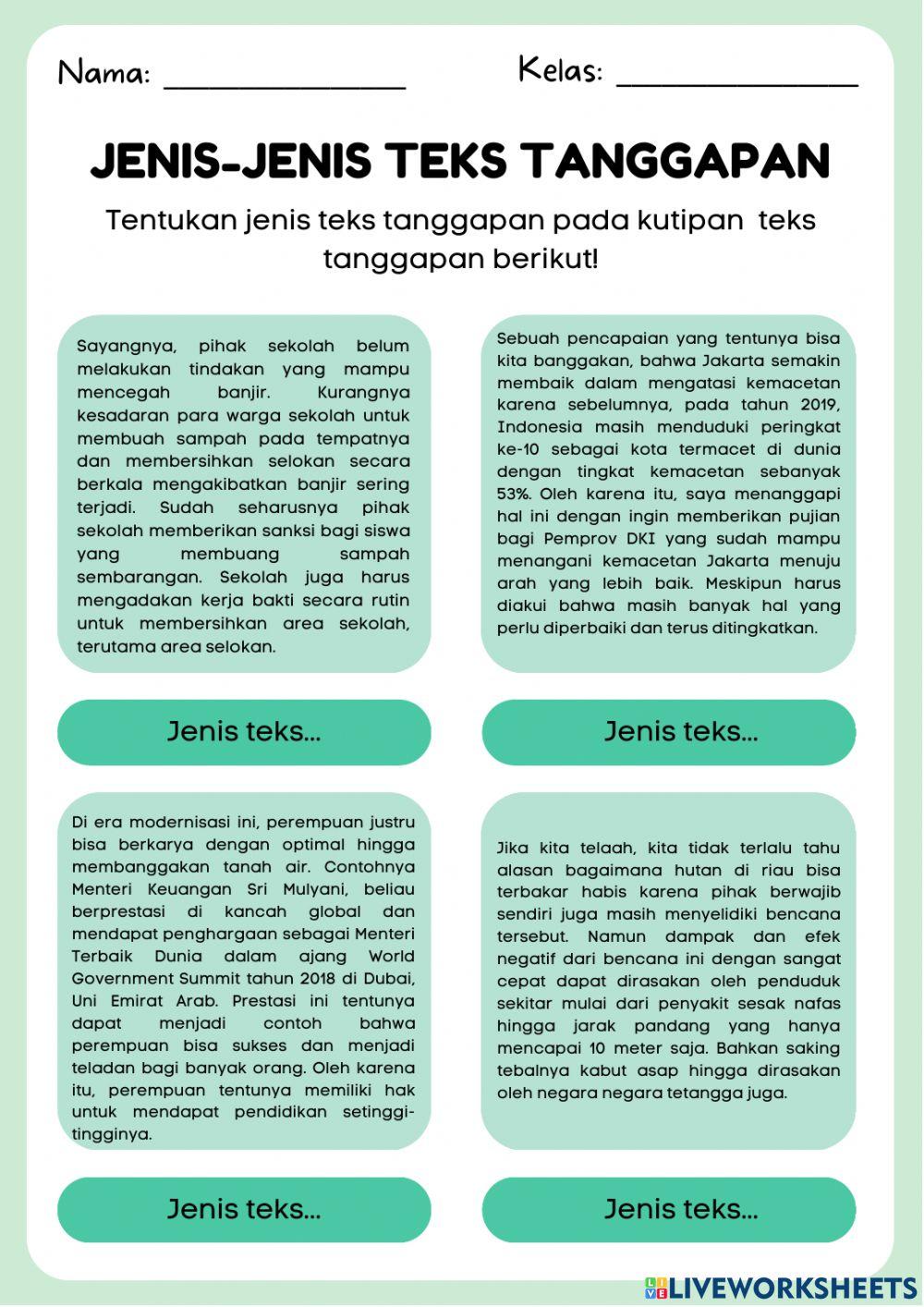 LKPD Bahasa Indonesia Teks Tanggapan