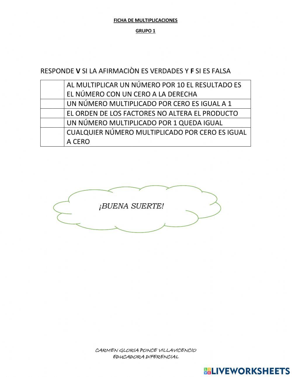 Multiplicaciones grupo 1