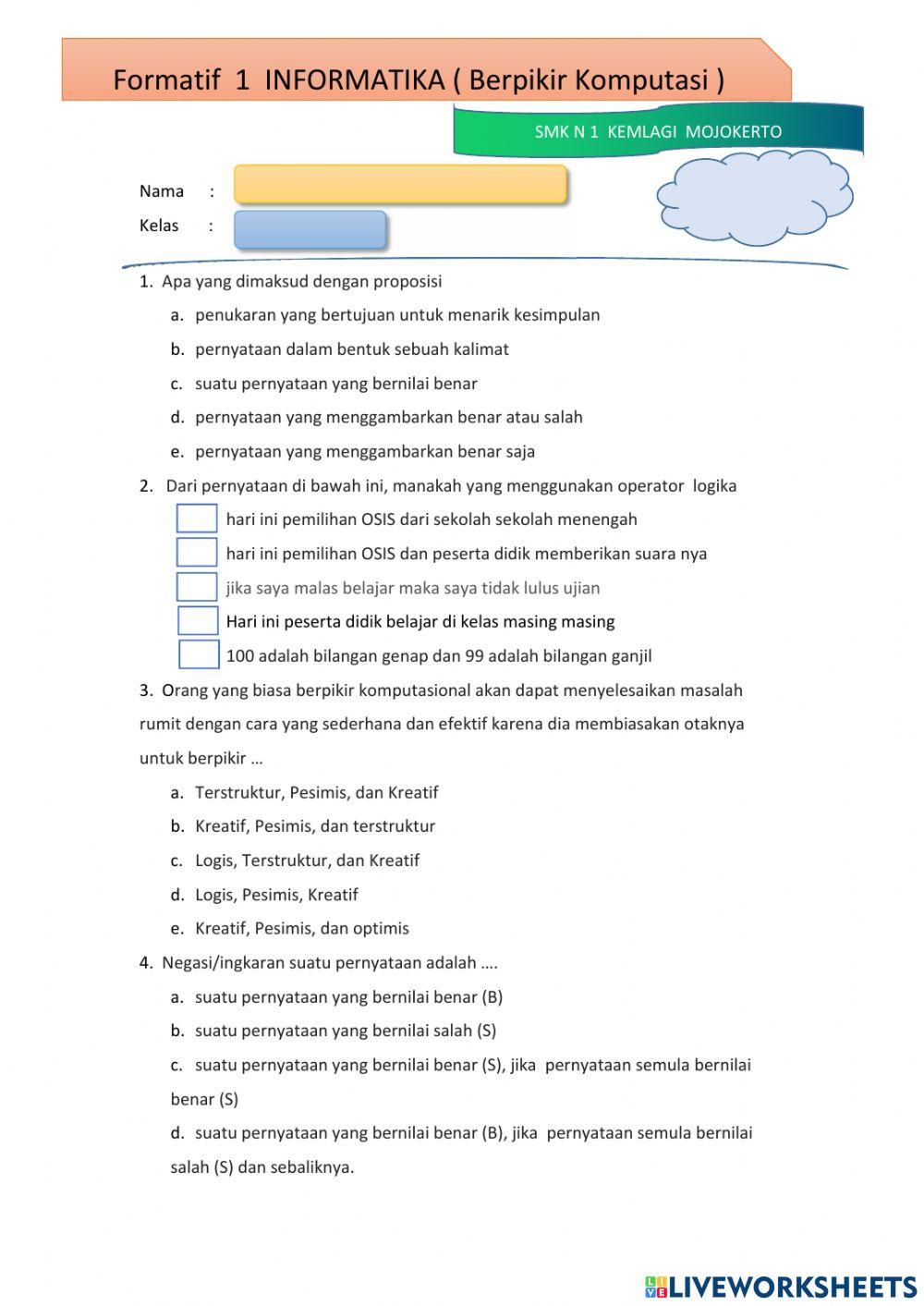 Formatif berpikir komputasi