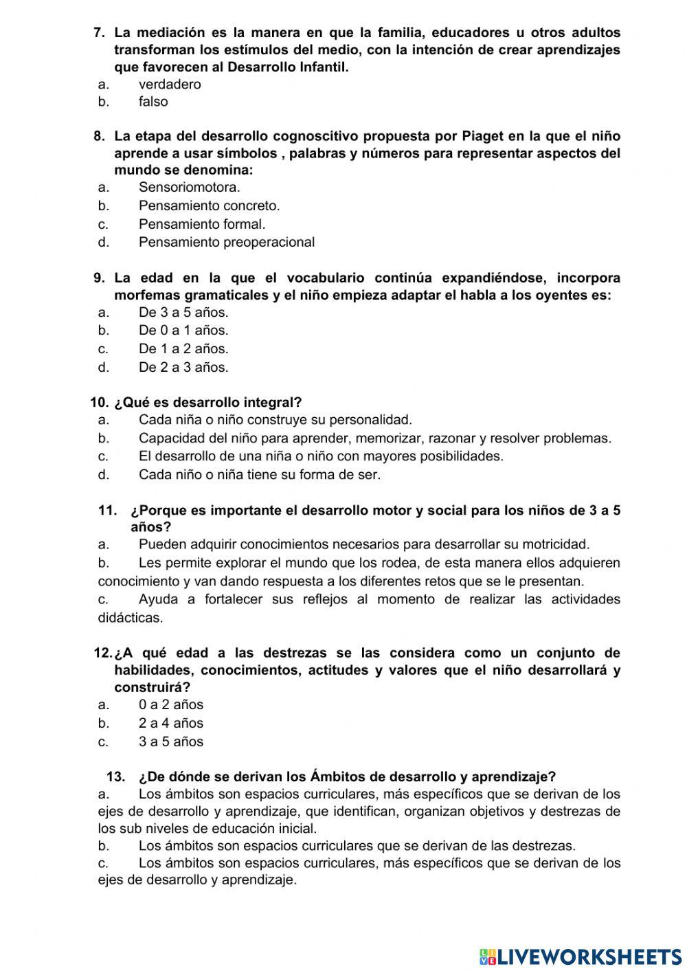 Examen complexivo educación inicial