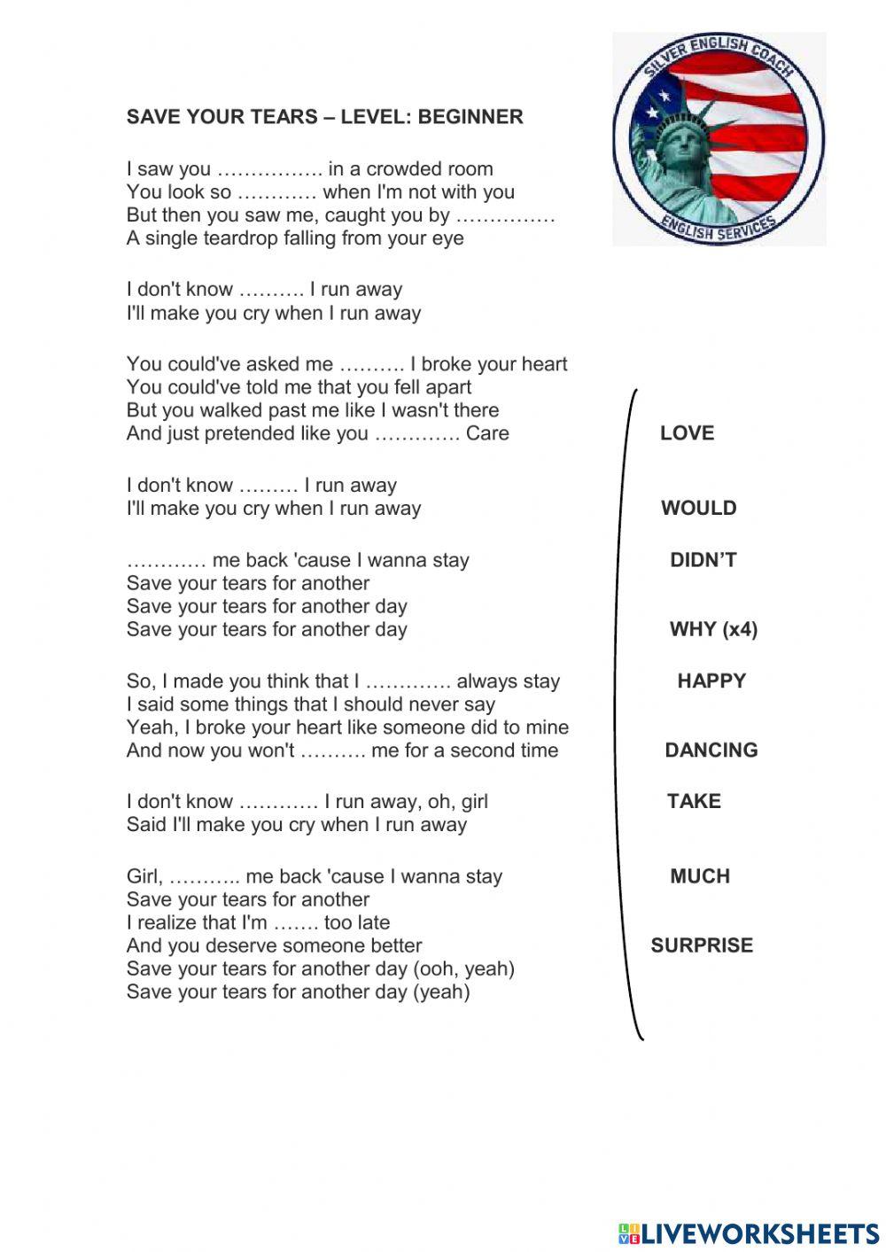 Save your tears - song - beginners