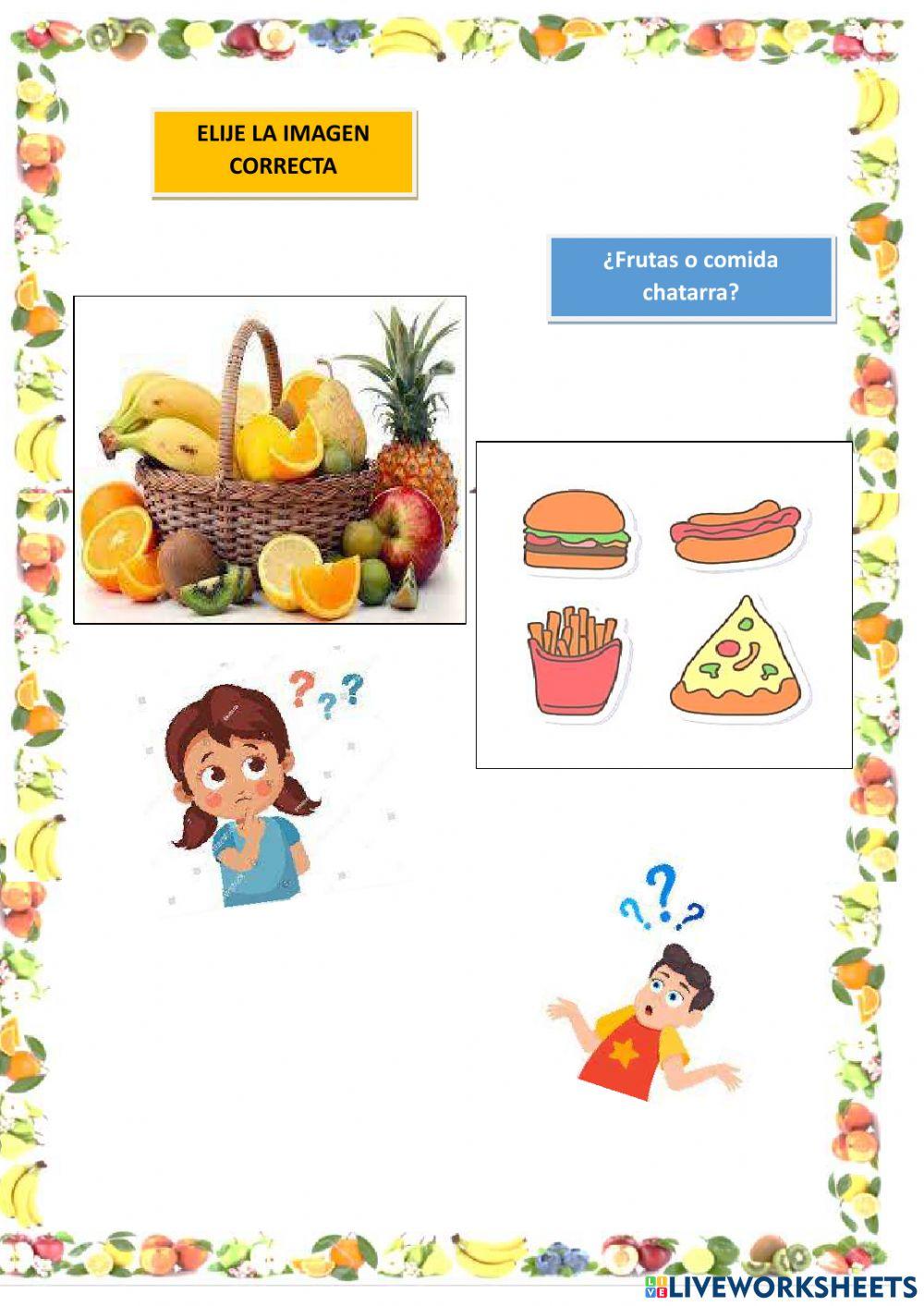 Frutas y comida chatarra